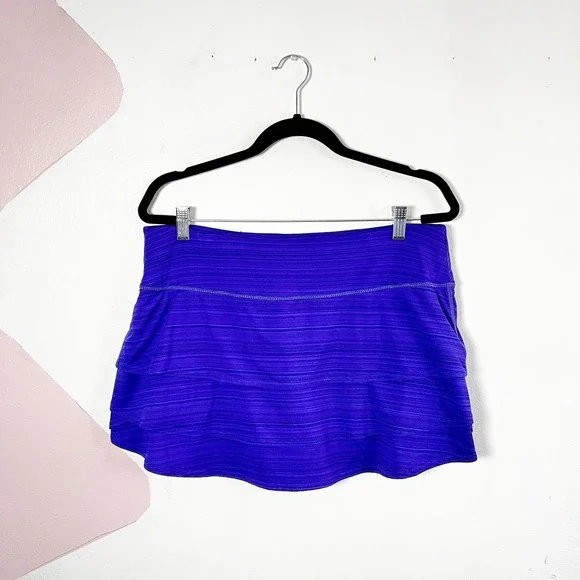 Athleta Swagger Skort Sz Large Tennis Skirt Purple Ruffle Sporty Athletic - Picture 2 of 9
